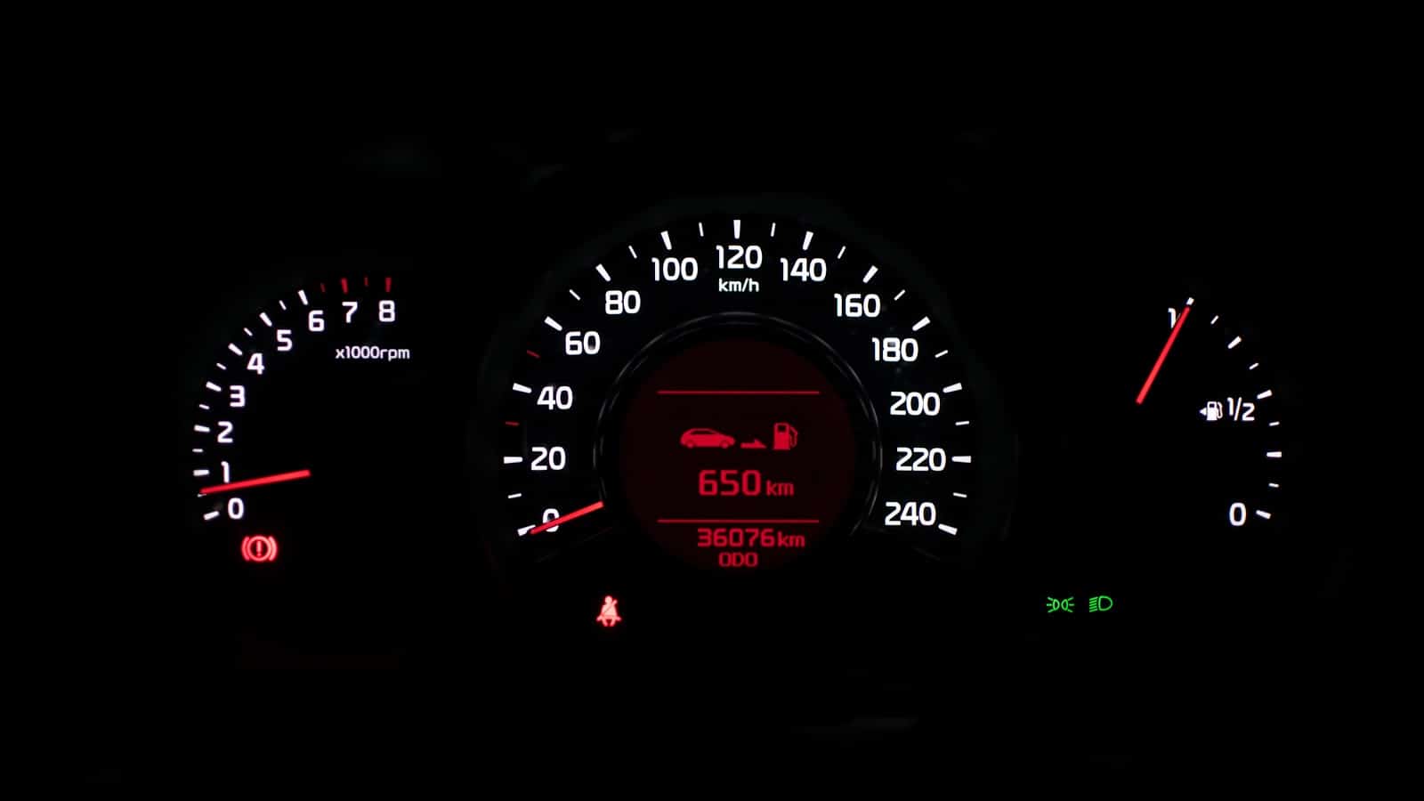 Mileage tracker: Closeup of a dashboard