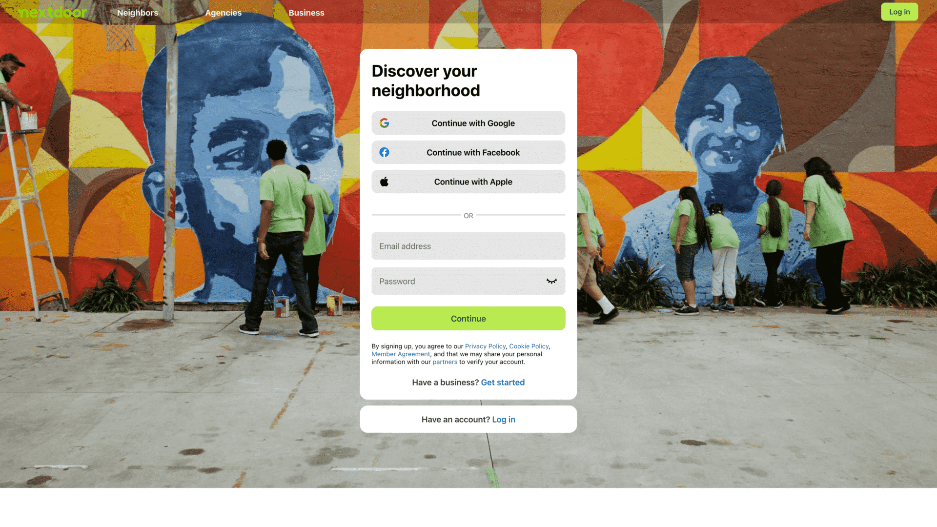 a screenshot of the nextdoor homepage