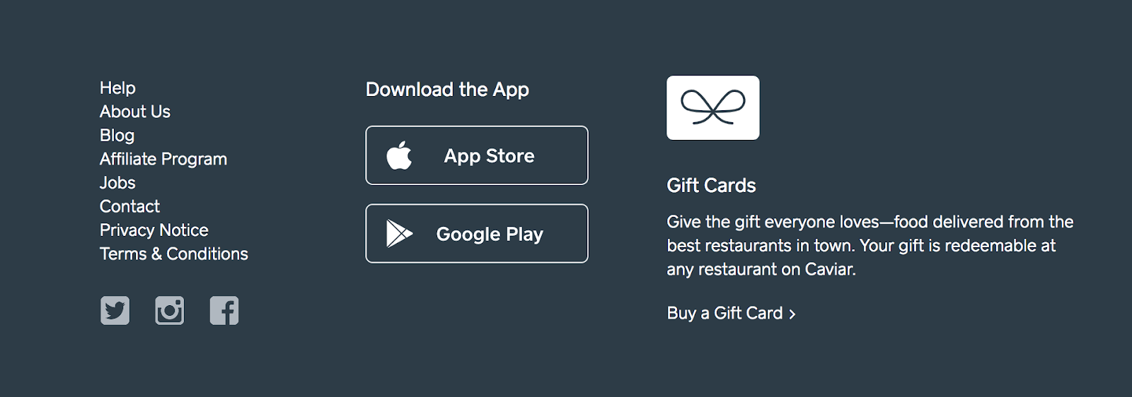 Trycaviar: the option to download the app from the site's homepage