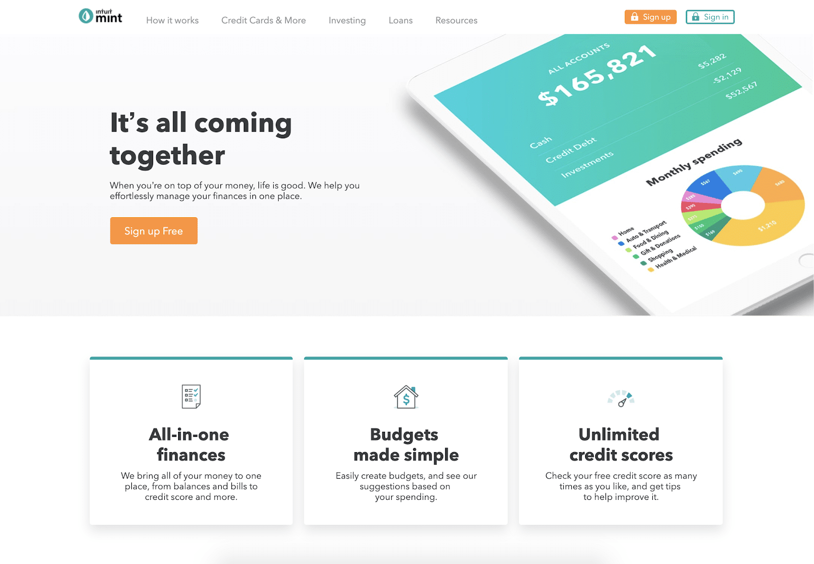 The Mint homepage