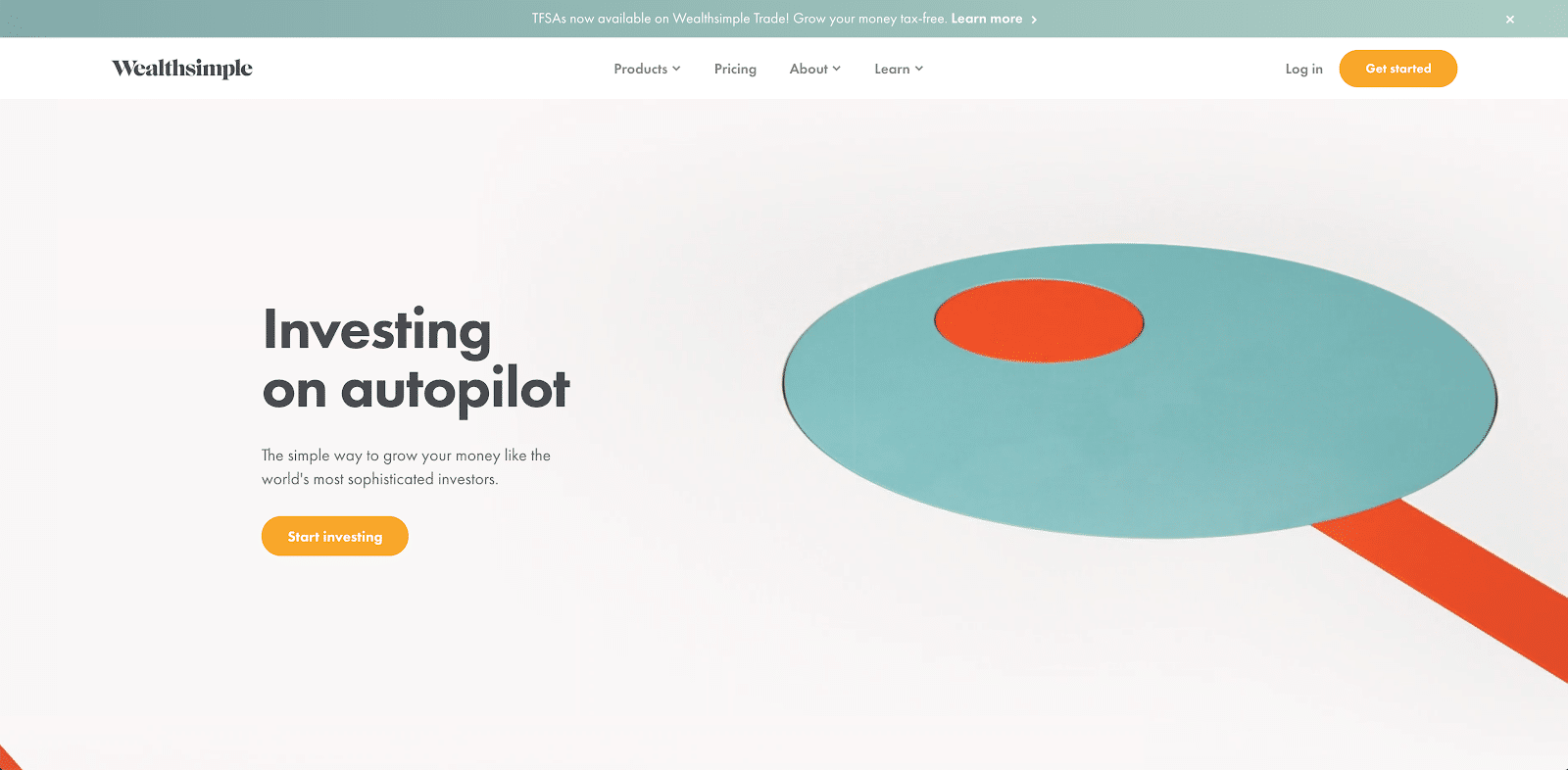 Screenshot of Wealthsimple home page