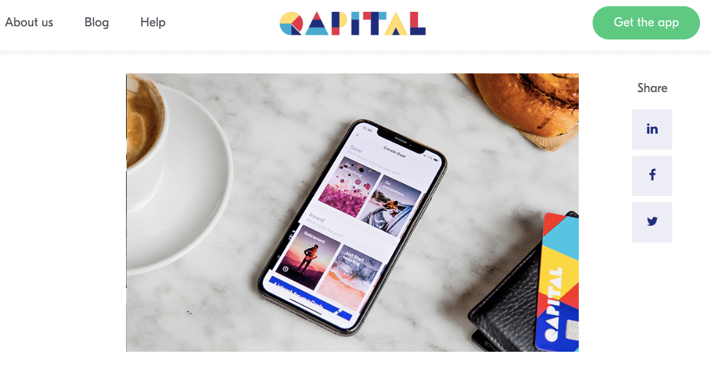 A Qapital webpage showing their saving features