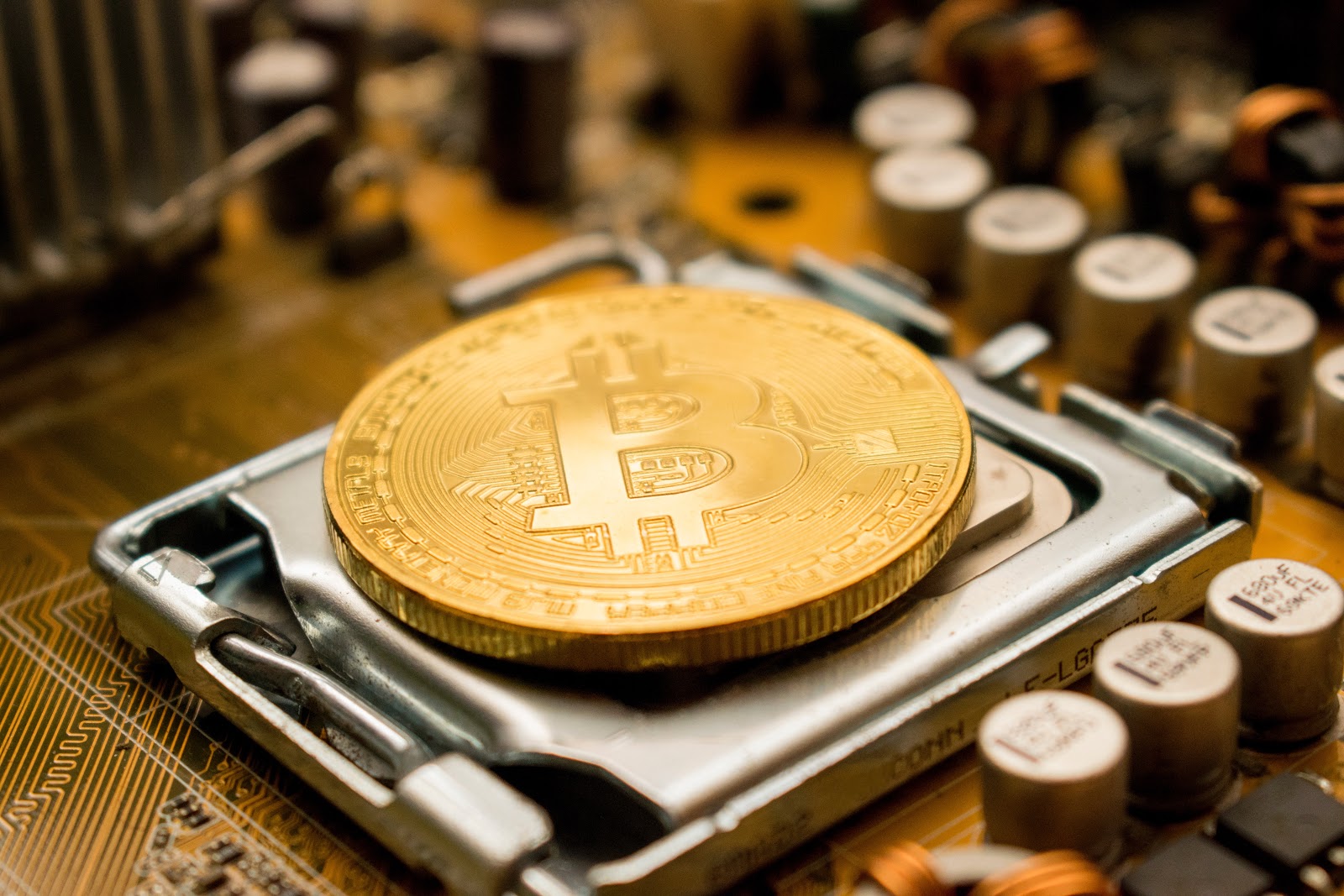 Is Bitcoin mining profitable: a Bitcoin surrounded by levers and buttons