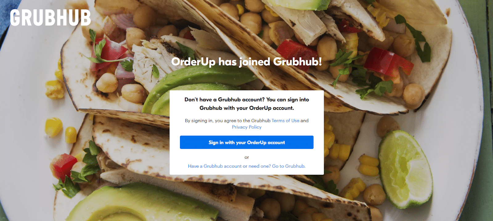 Grubhub homepage