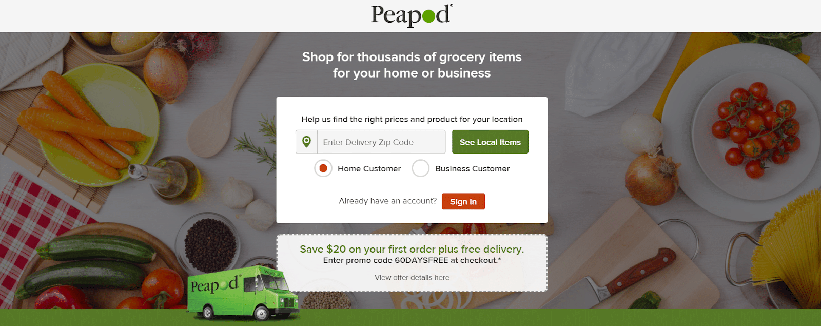 The webpage to search Peapod locations