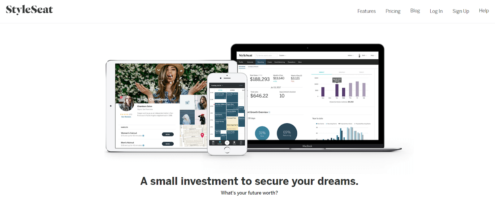 The webpage to setup your StyleSeat account