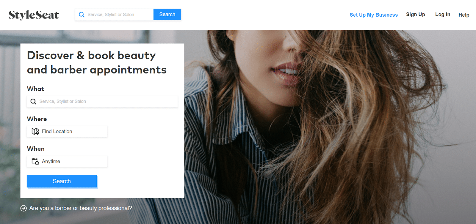 The StyleSeat homepage
