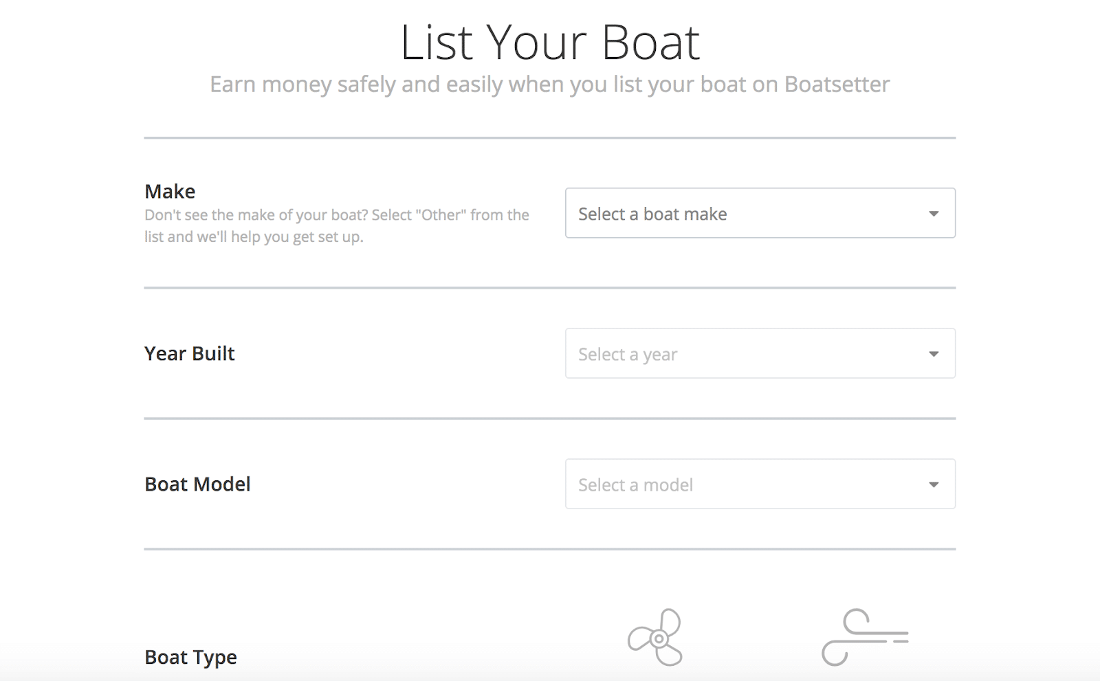 Enter boat details