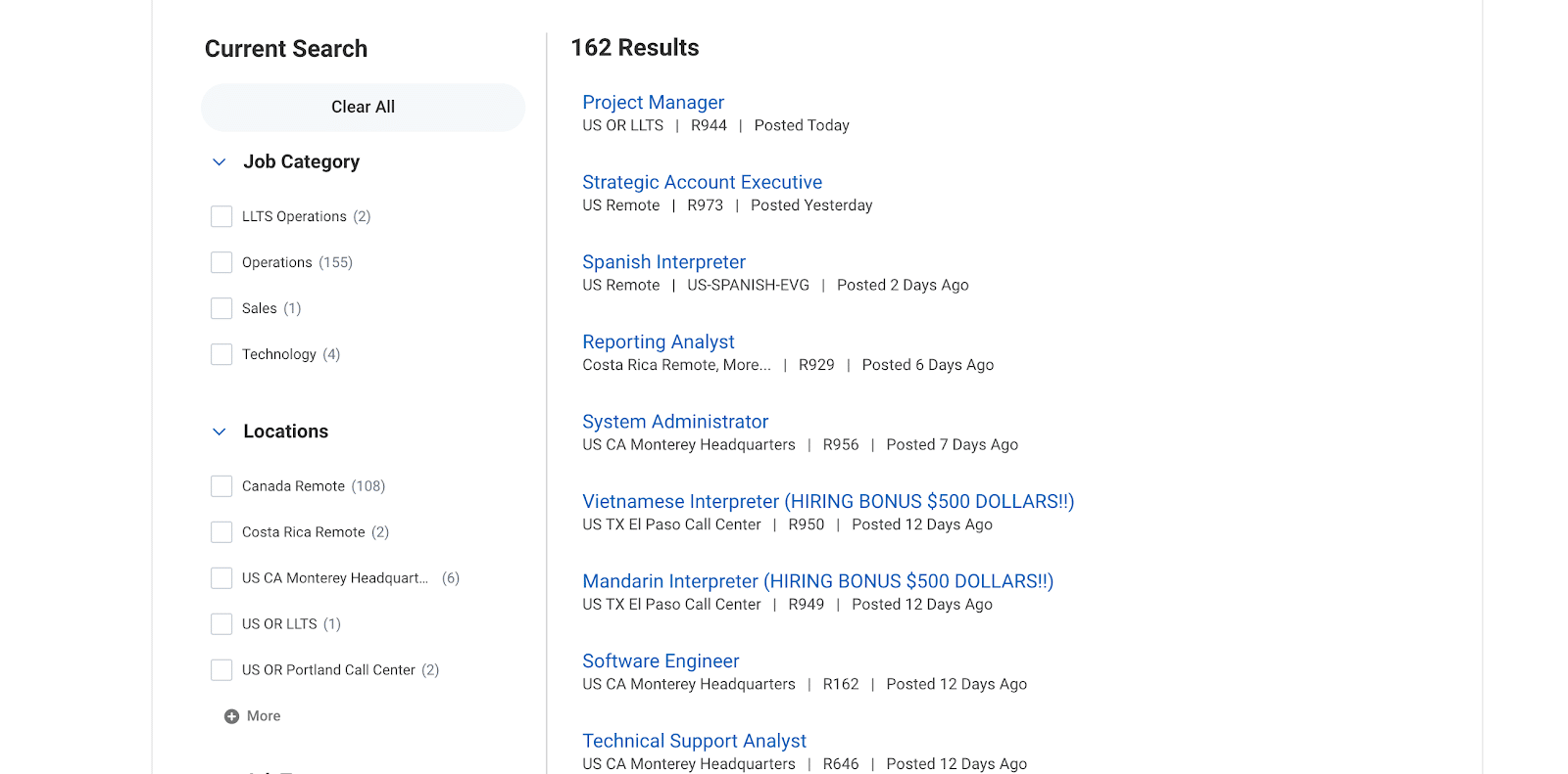 The jobs page on the LanguageLine website