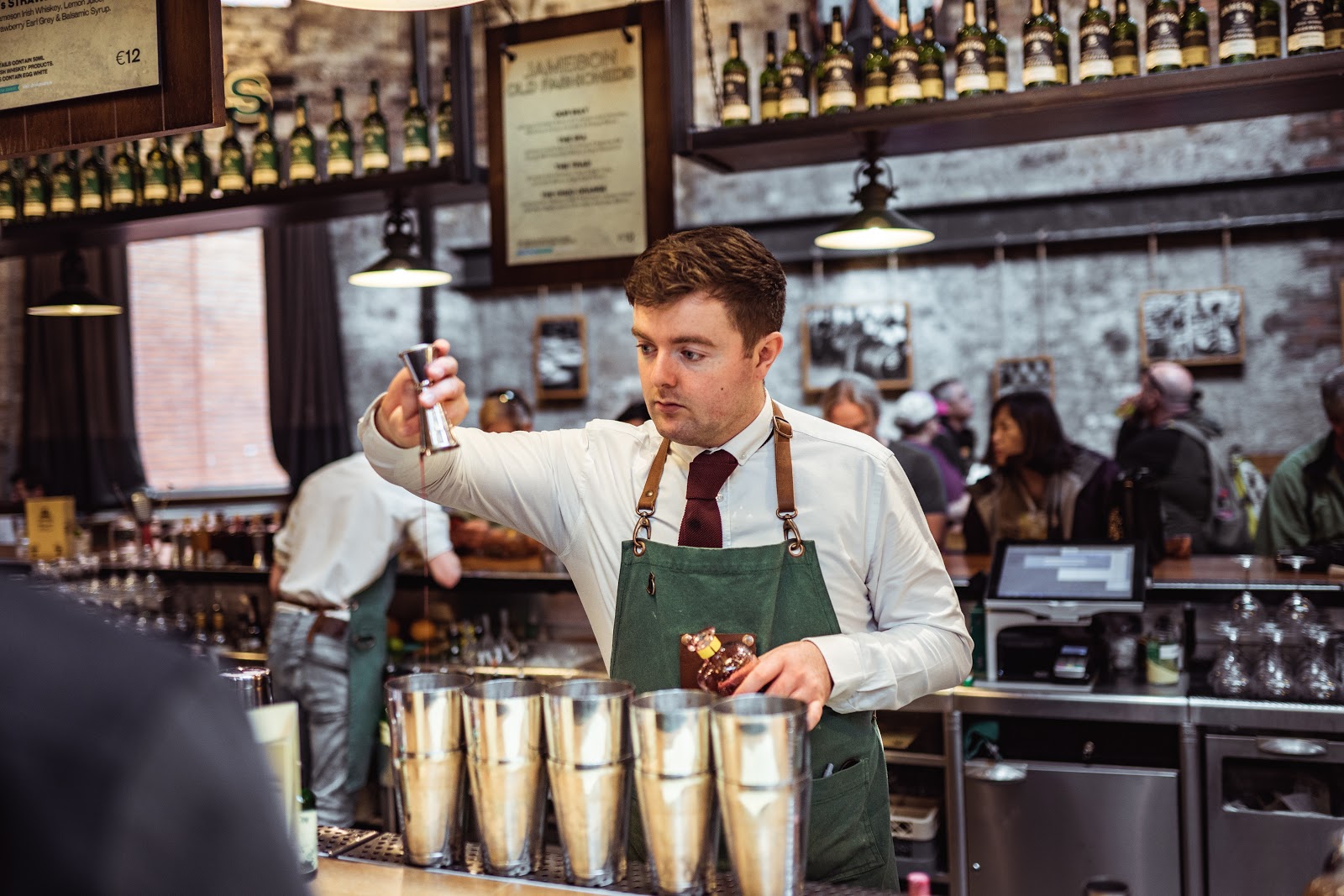 Bartender making drinks