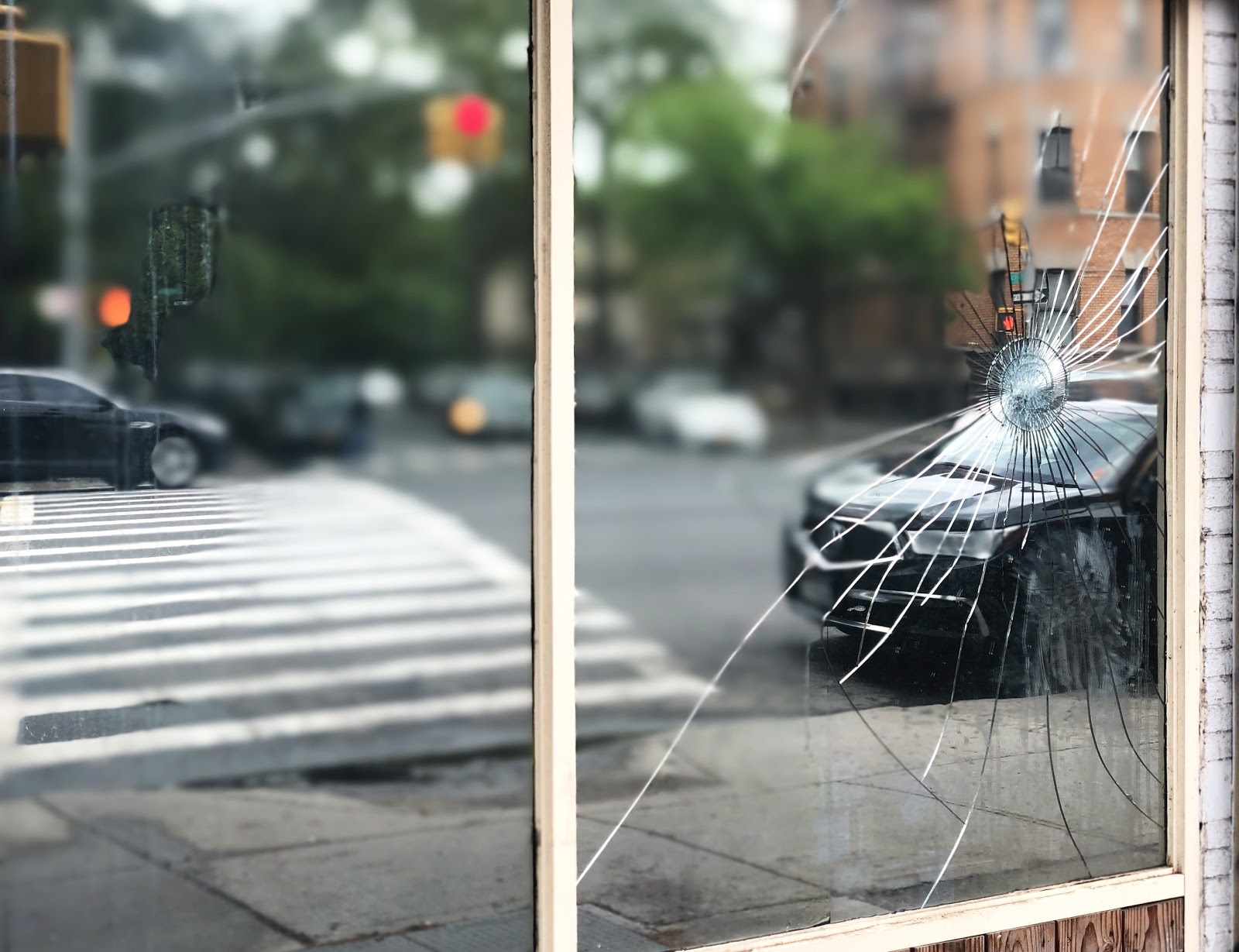Broken window in the city