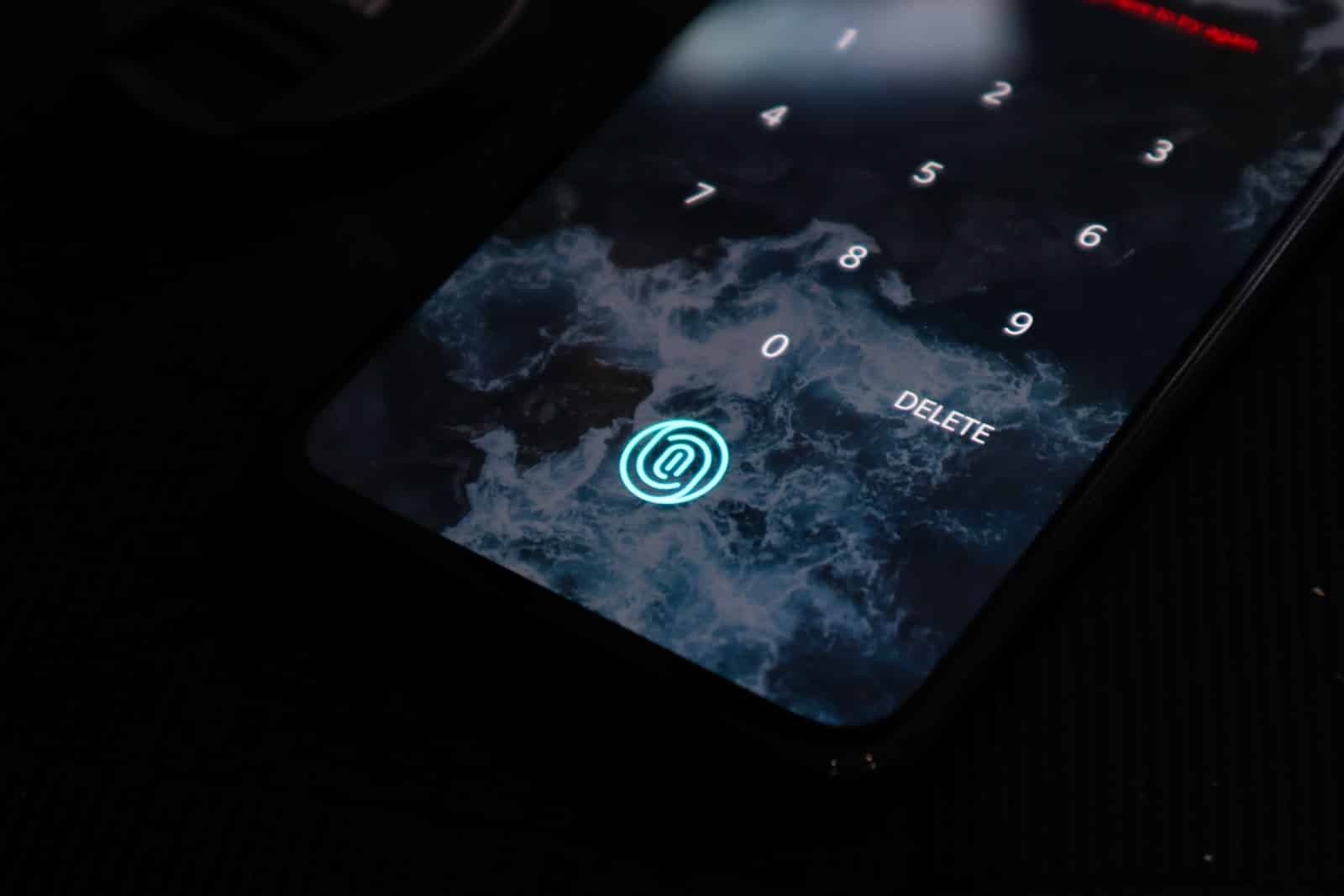 A cellphone login screen