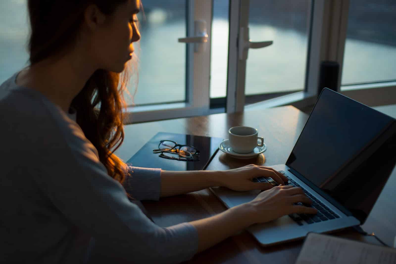 Woman working on a laptop