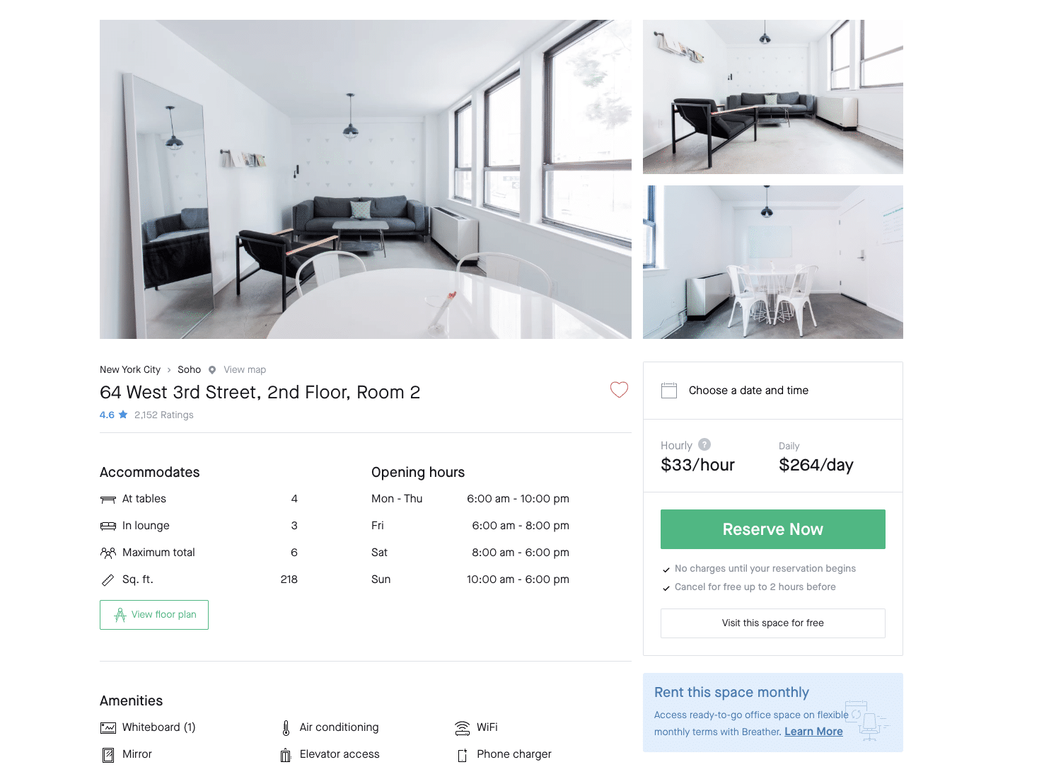 Webpage with more information on the workspace