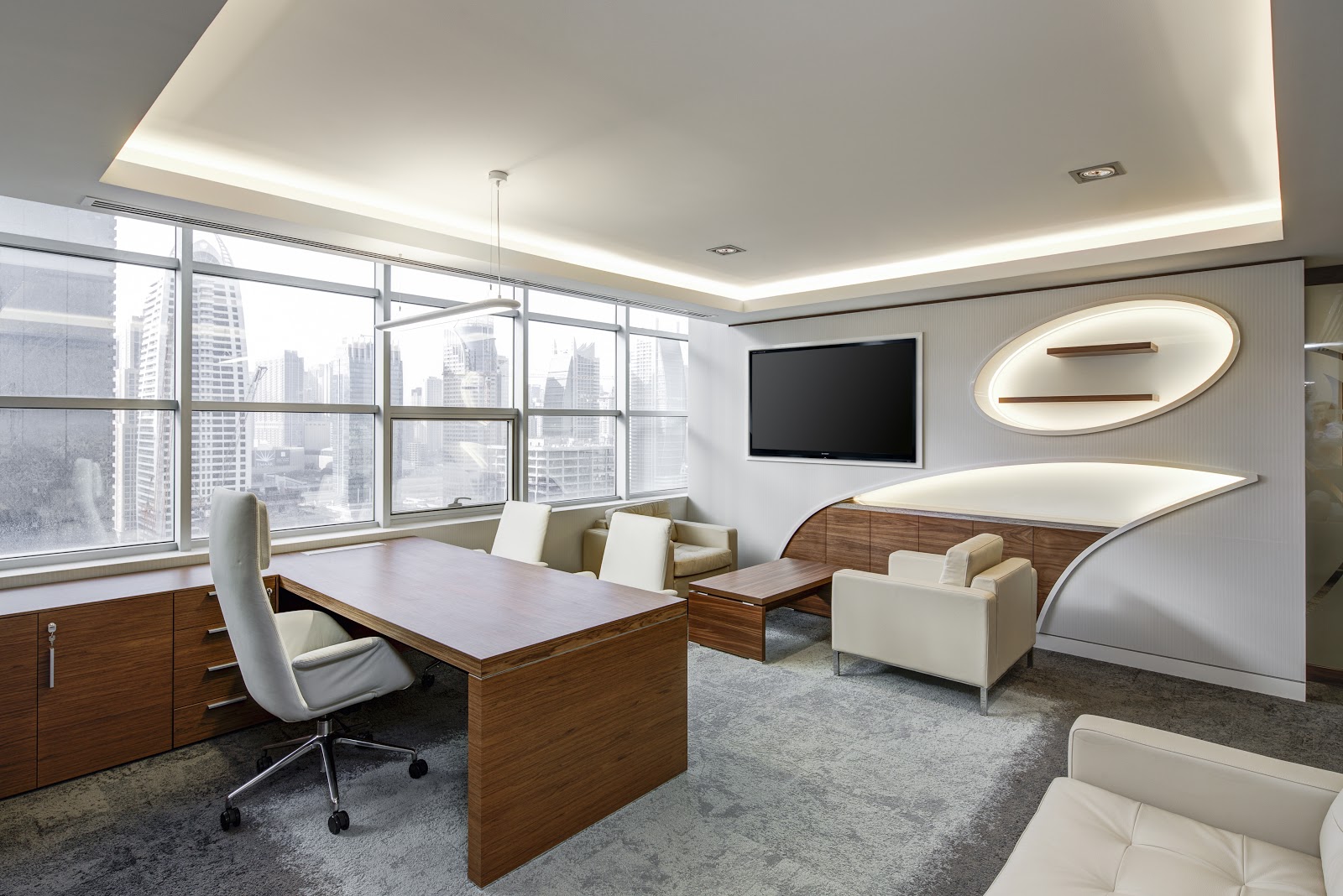 An office workspace in the city