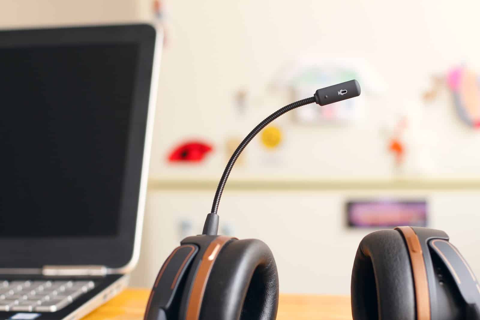 Headset next to laptop