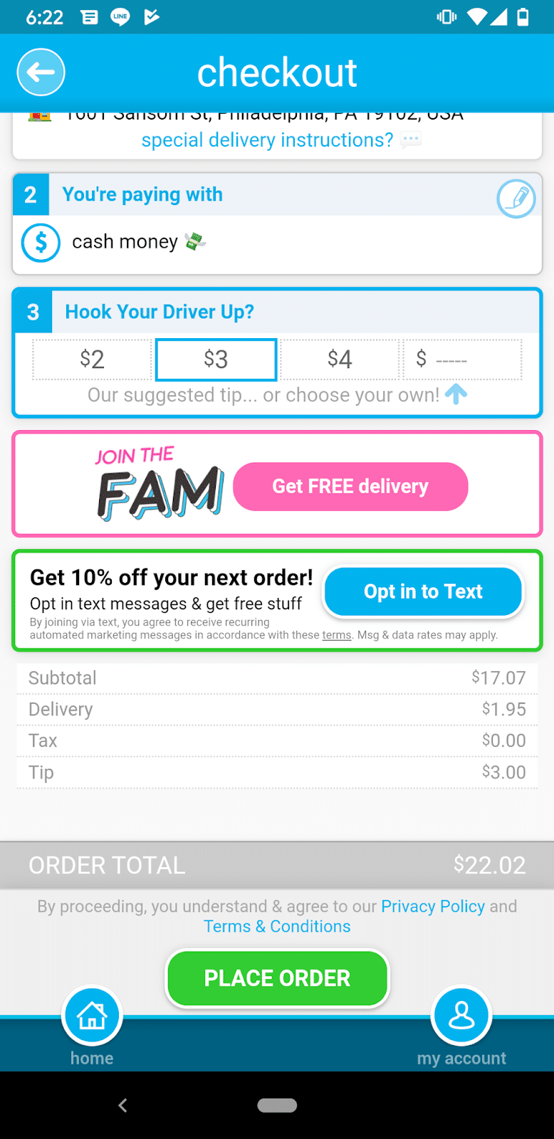 goPuff promo code: checkout page