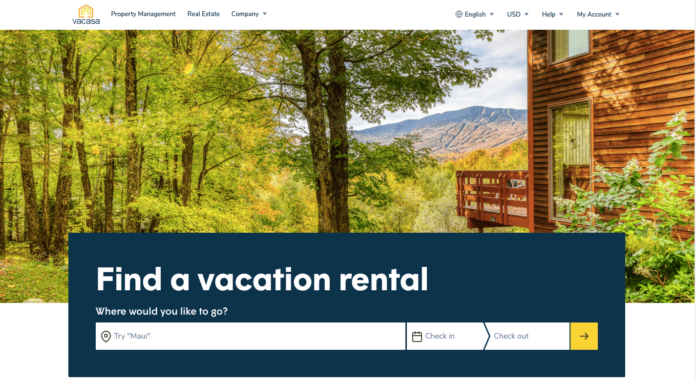 Vacasa homepage