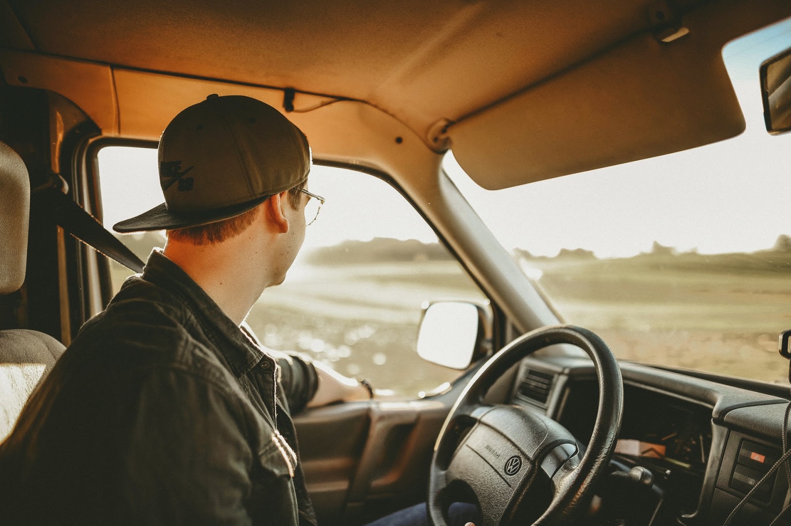 man driving truck