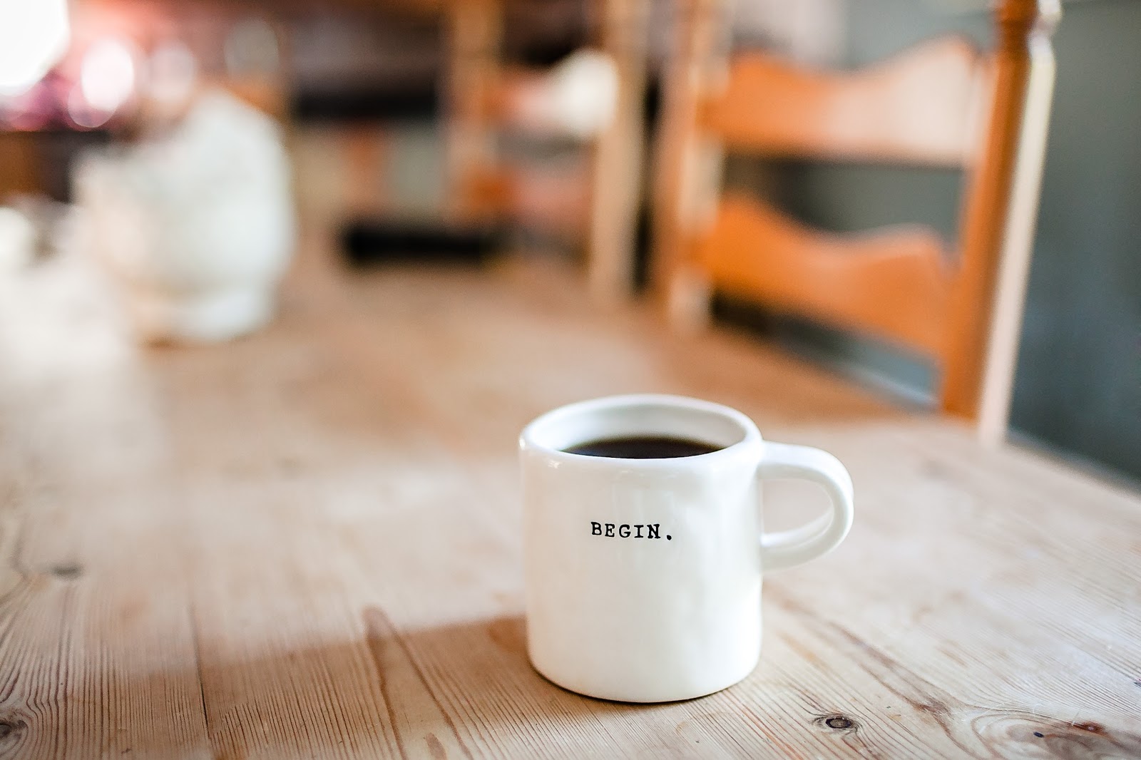 What Is a Sole Proprietorship: coffee mug with the word "begin" on it