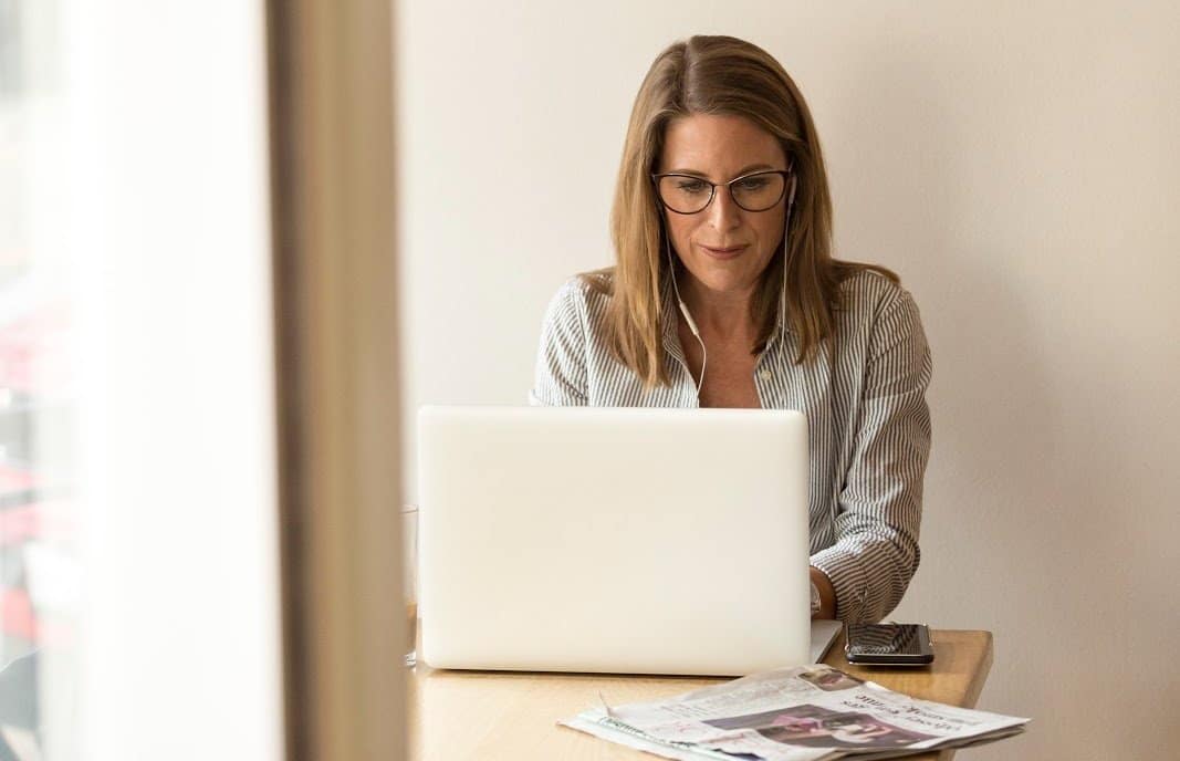 business owner at computer