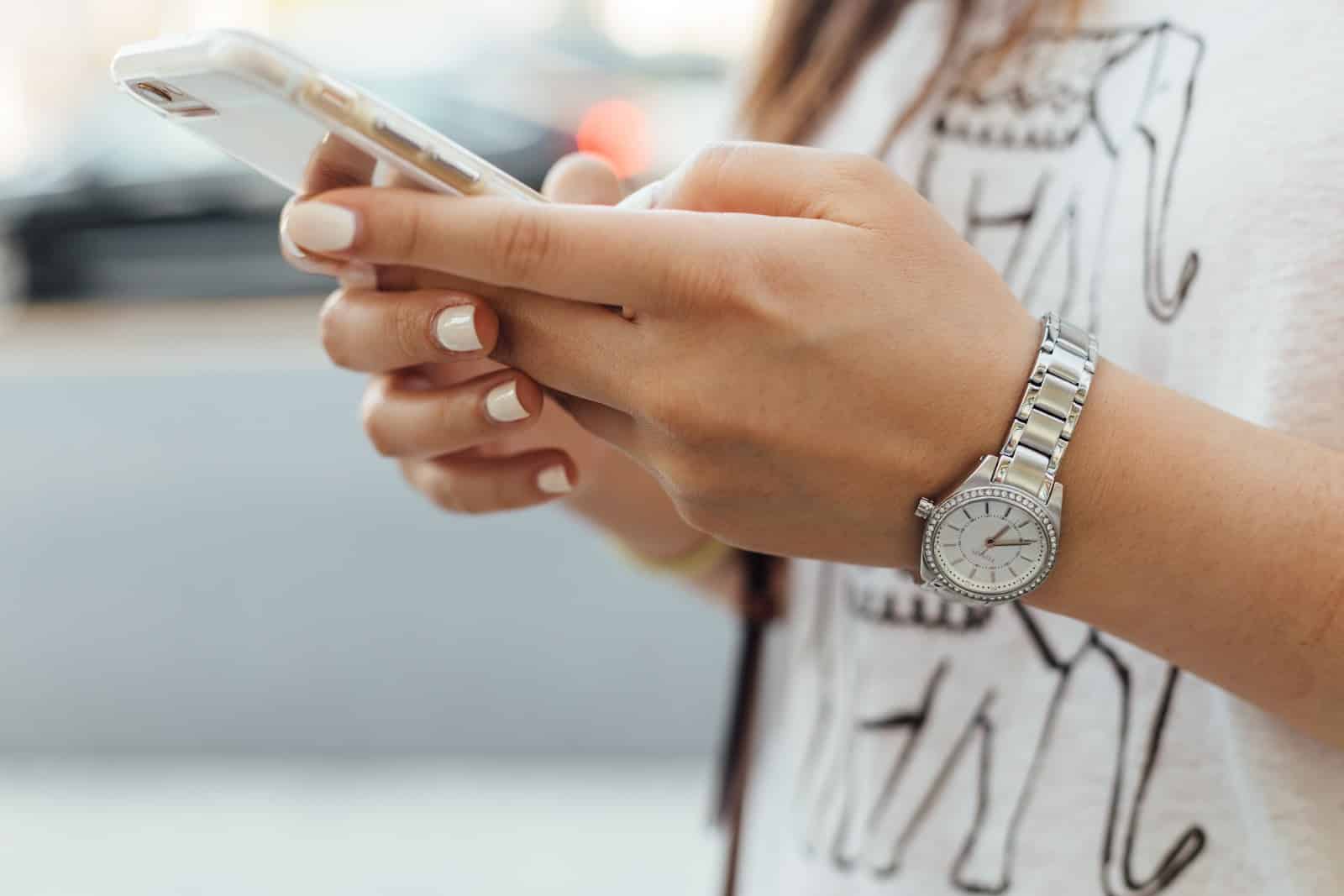 person using smartphone