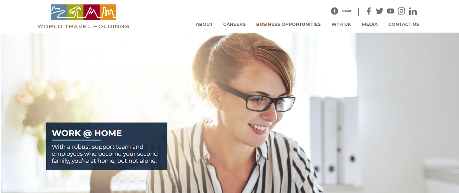 world travel holdings Work @ Home program web page