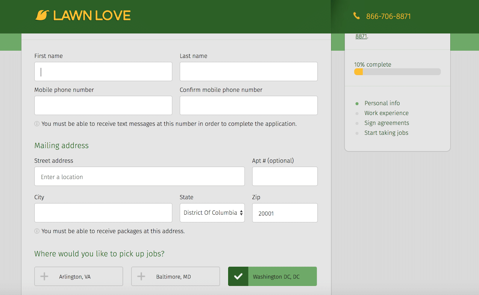 Application page