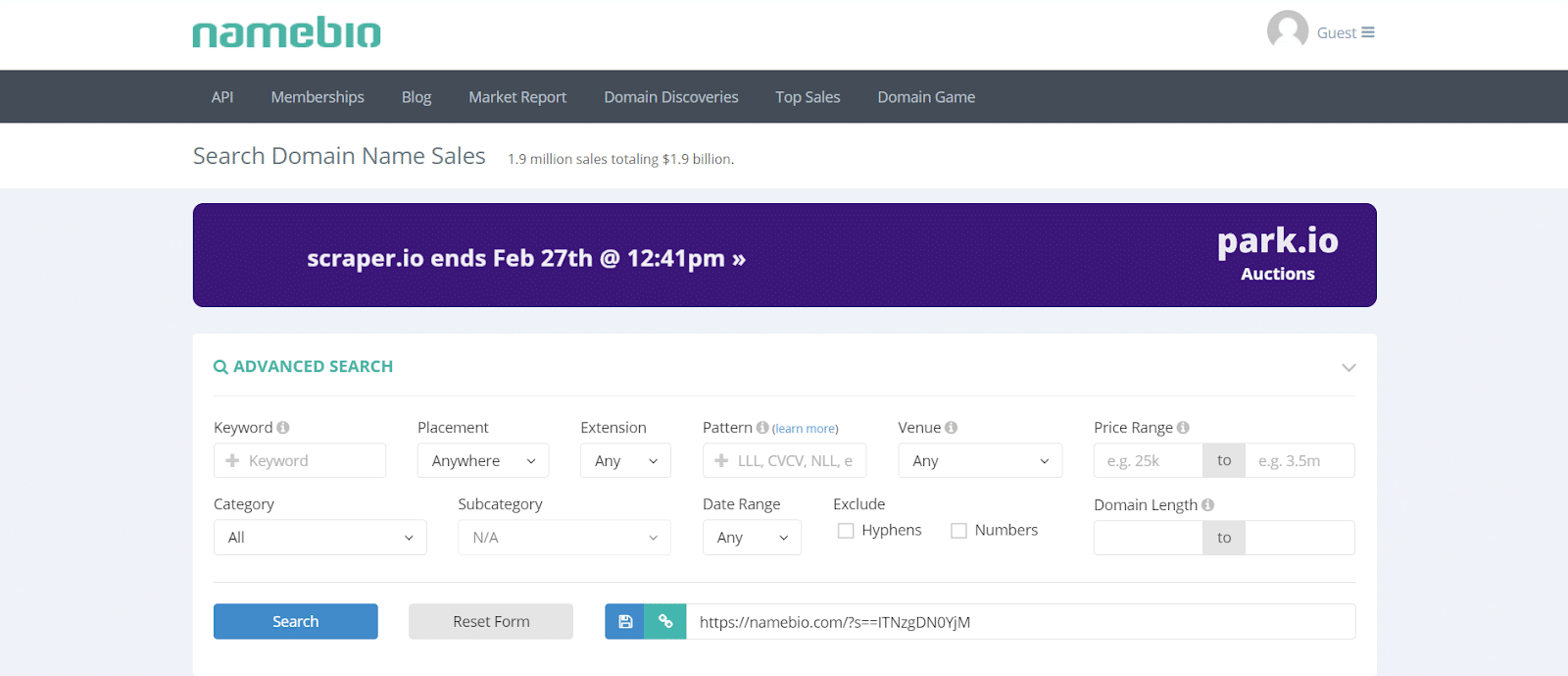 Namebio for domain flipping research