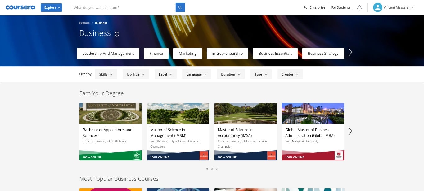 Coursera: Best For Tech-Related College-Level Courses