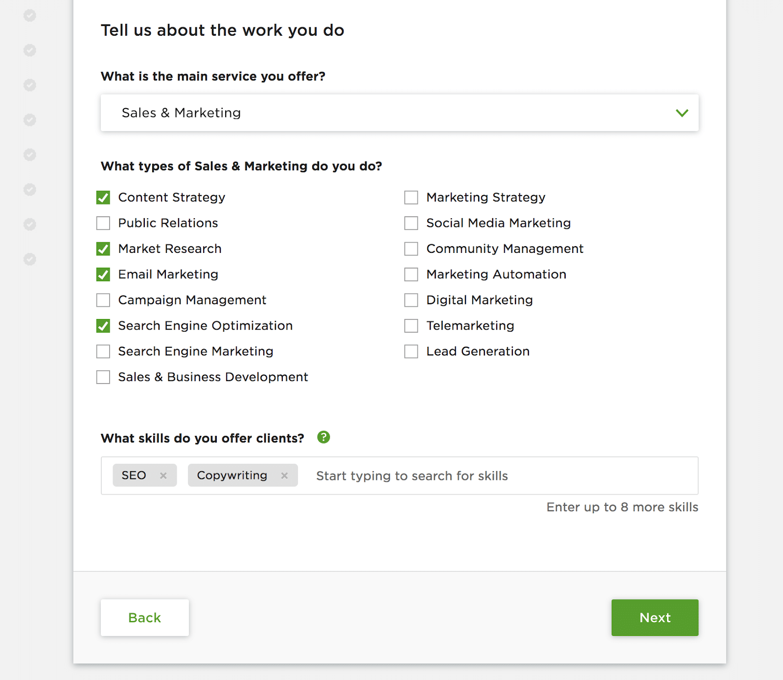 work history page