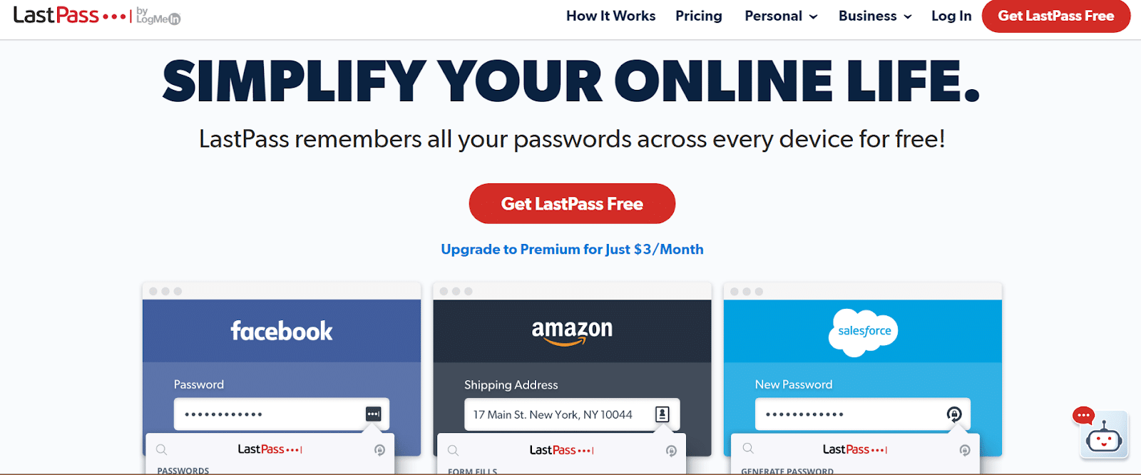 LastPass vs 1Password: Screenshot of LastPass website landing page