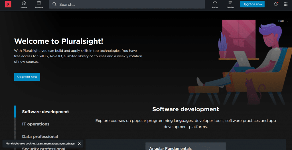 screenshot of the plurallisight homepage