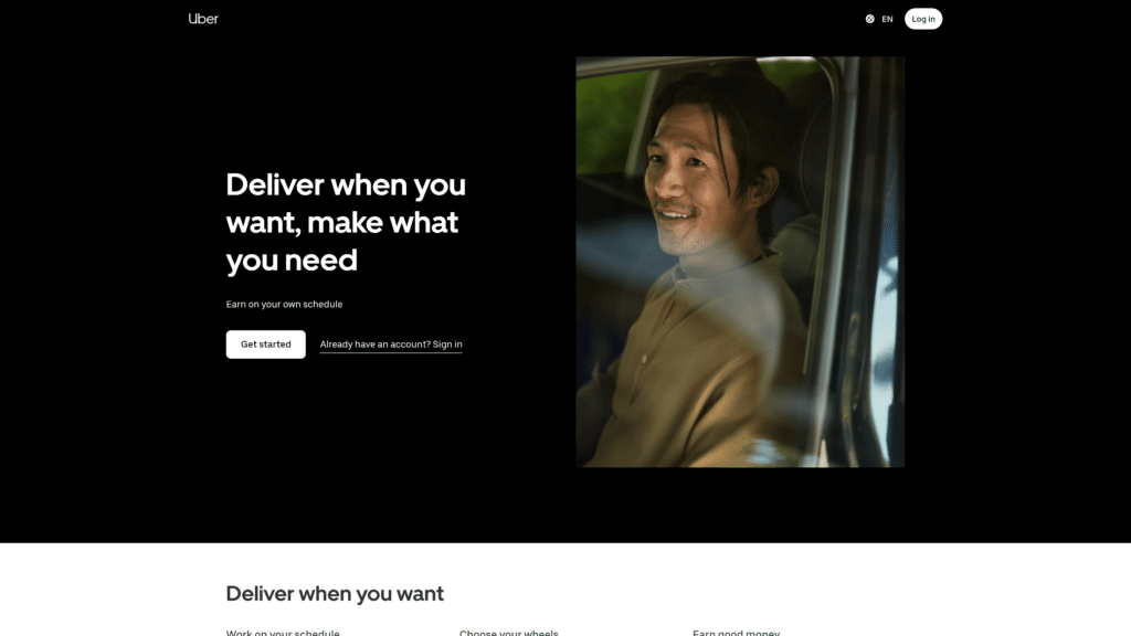 screenshot of the uber eats homepage