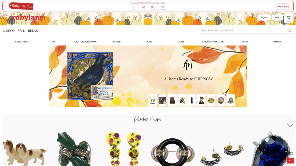 A homepage of the rubylane screenshot