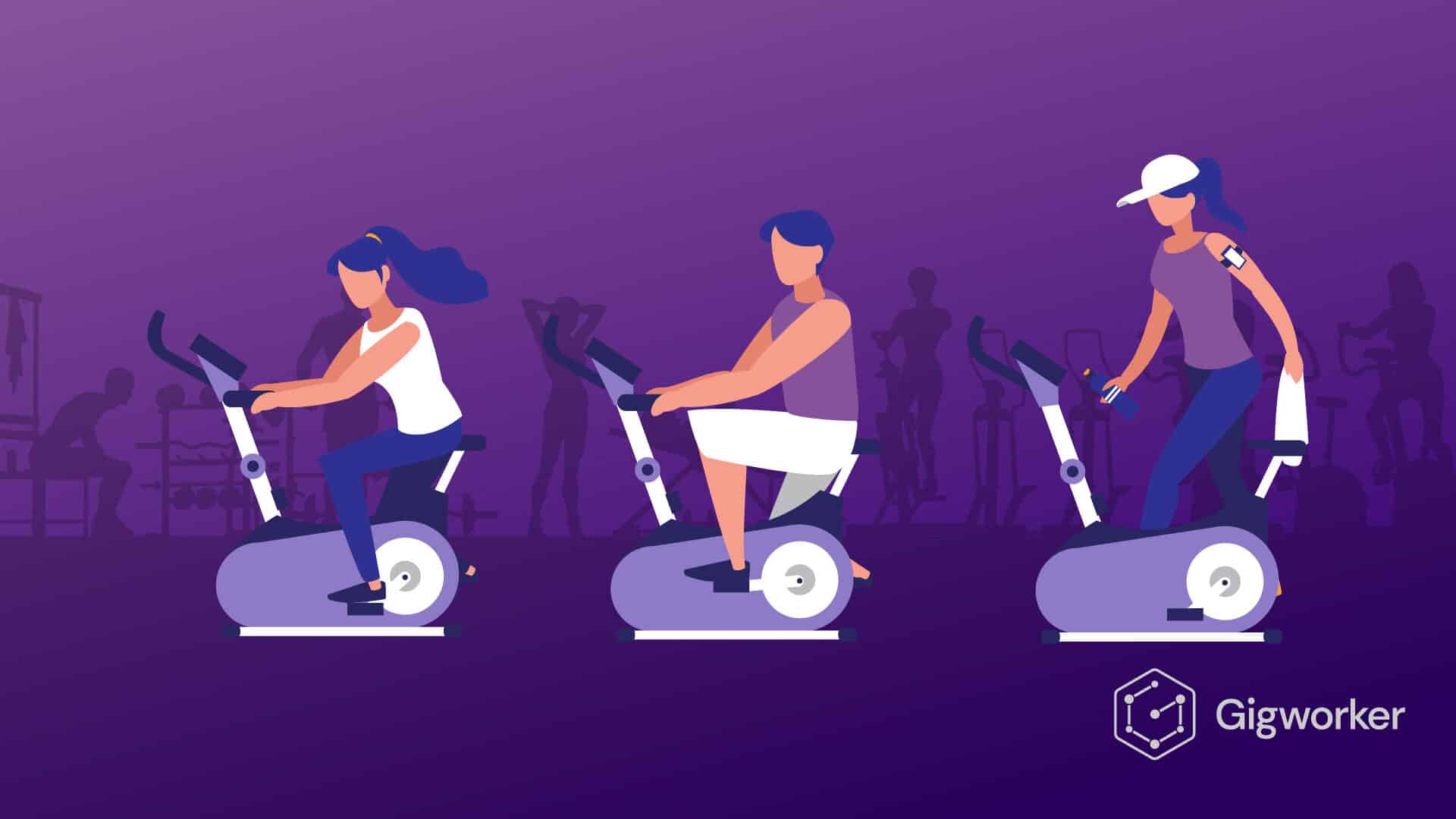 vector graphic showing an illustration of people becoming spin instructor