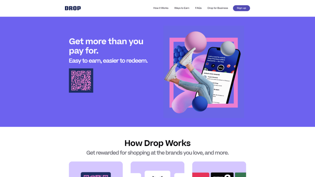 a screenshot of the drop homepage