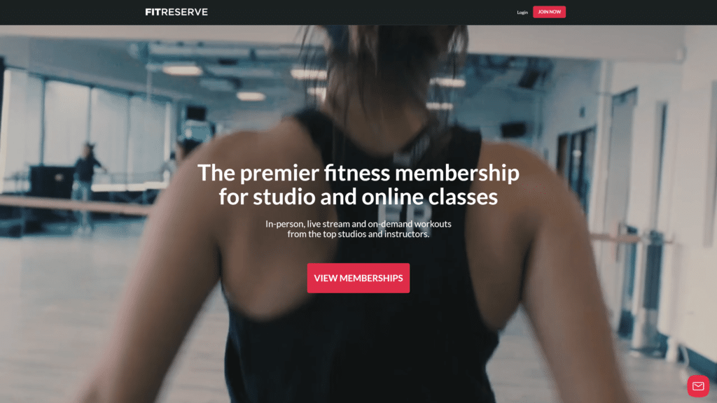 a screenshot of the fitreserve homepage