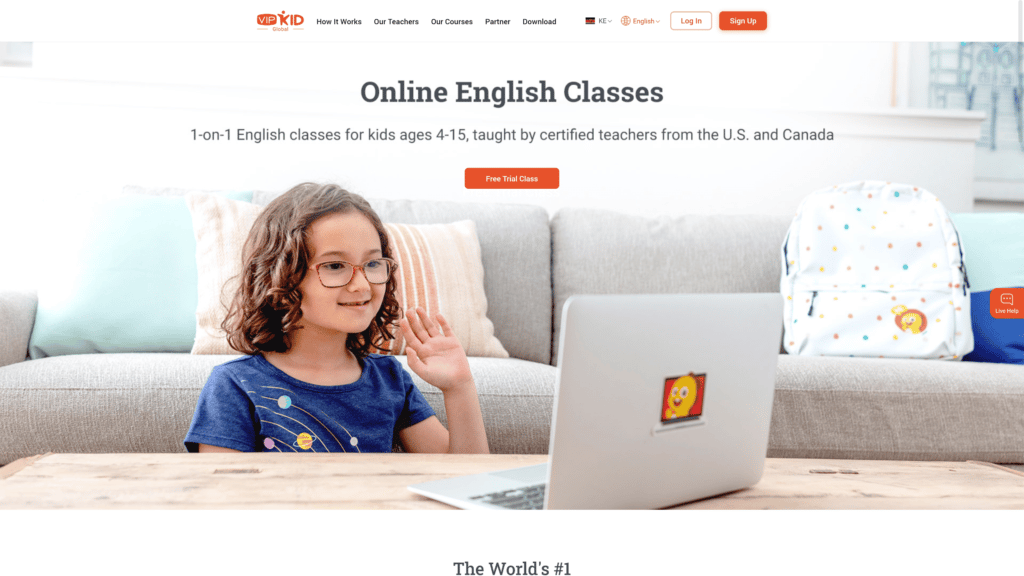 A homepage of the vipkid screenshot