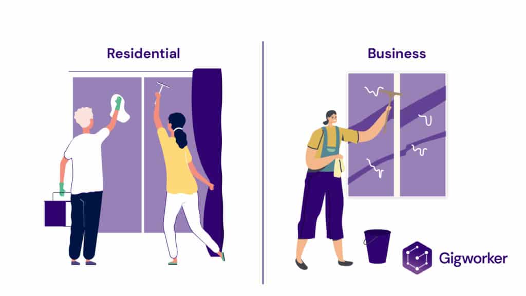 vector graphic showing an illustration of a window cleaner in action