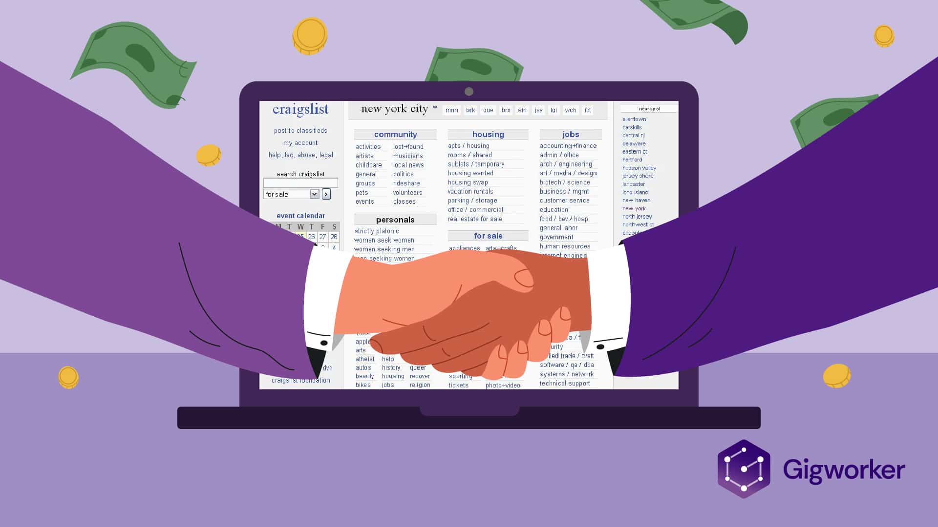 vector graphic showing an illustration of hands being shaken after learning how to sell on craiglist