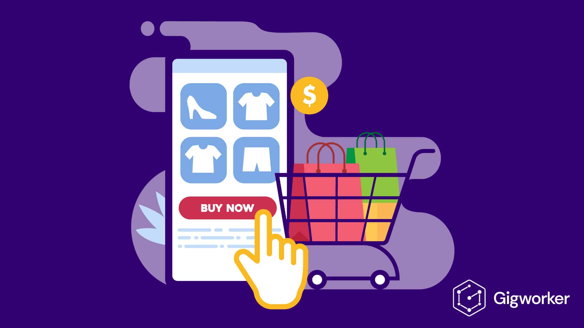 vector graphic showing an illustration of how to sell on depop