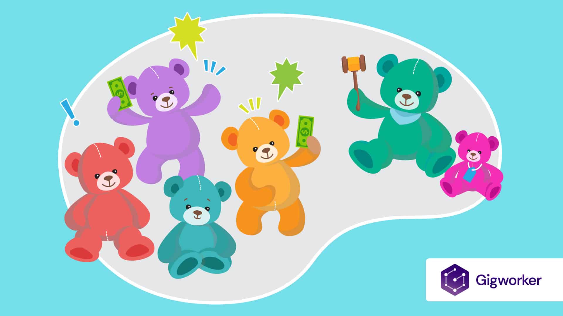 vector graphic showing an illustration of teddy bear used to sell beaine babies