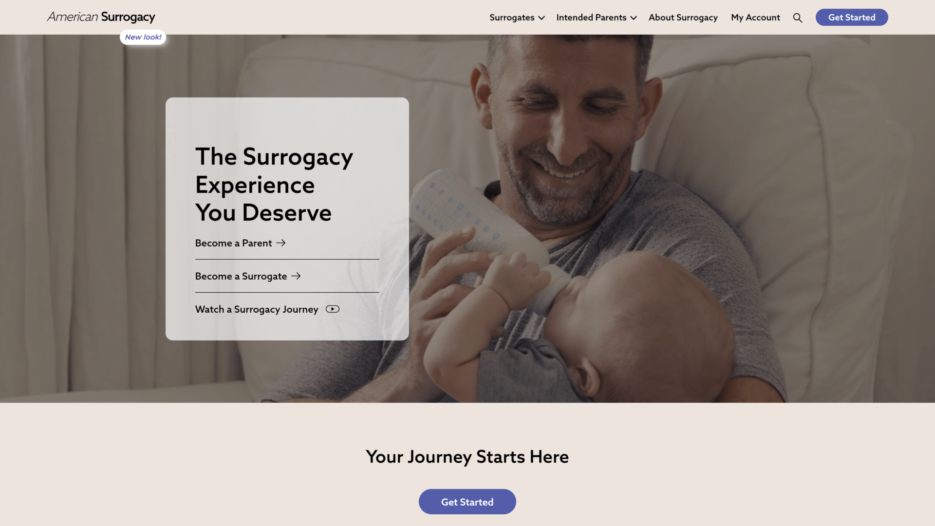 screenshot of the american surrogacy homepage