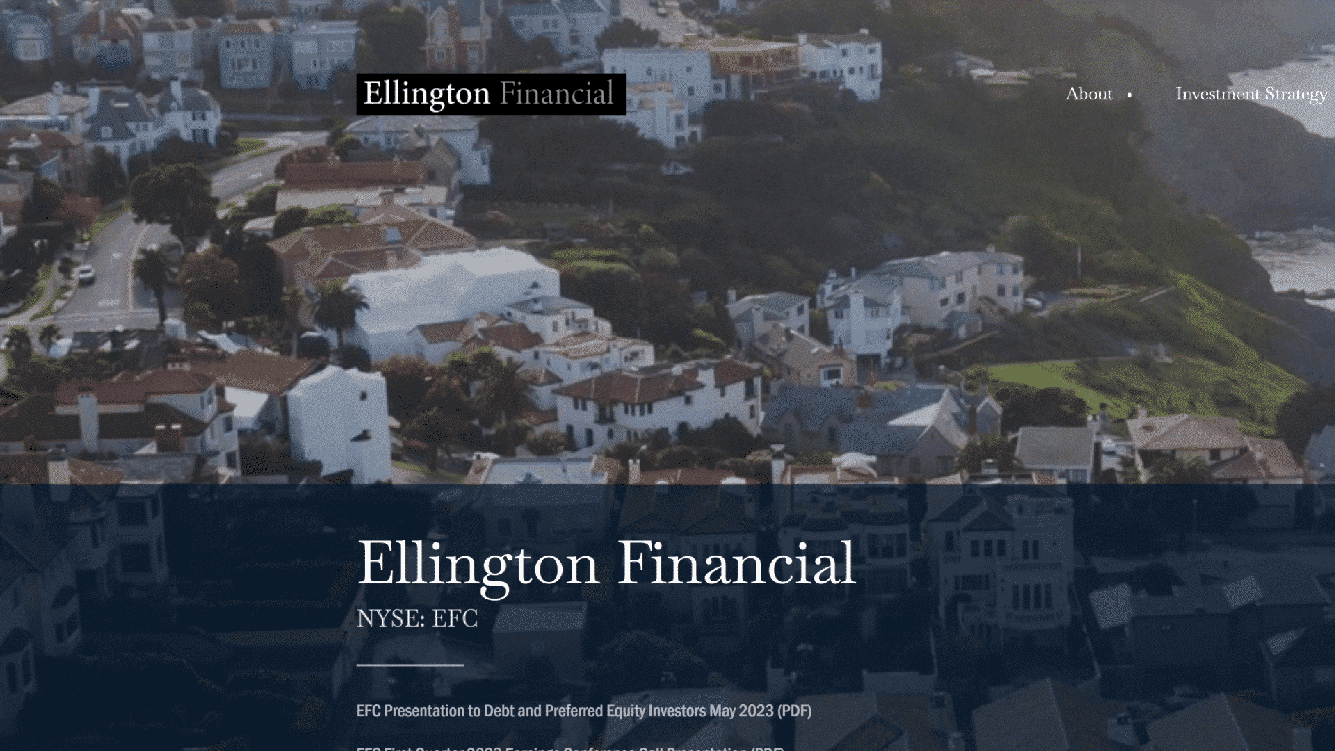 screenshot of the Ellington Financial homepage