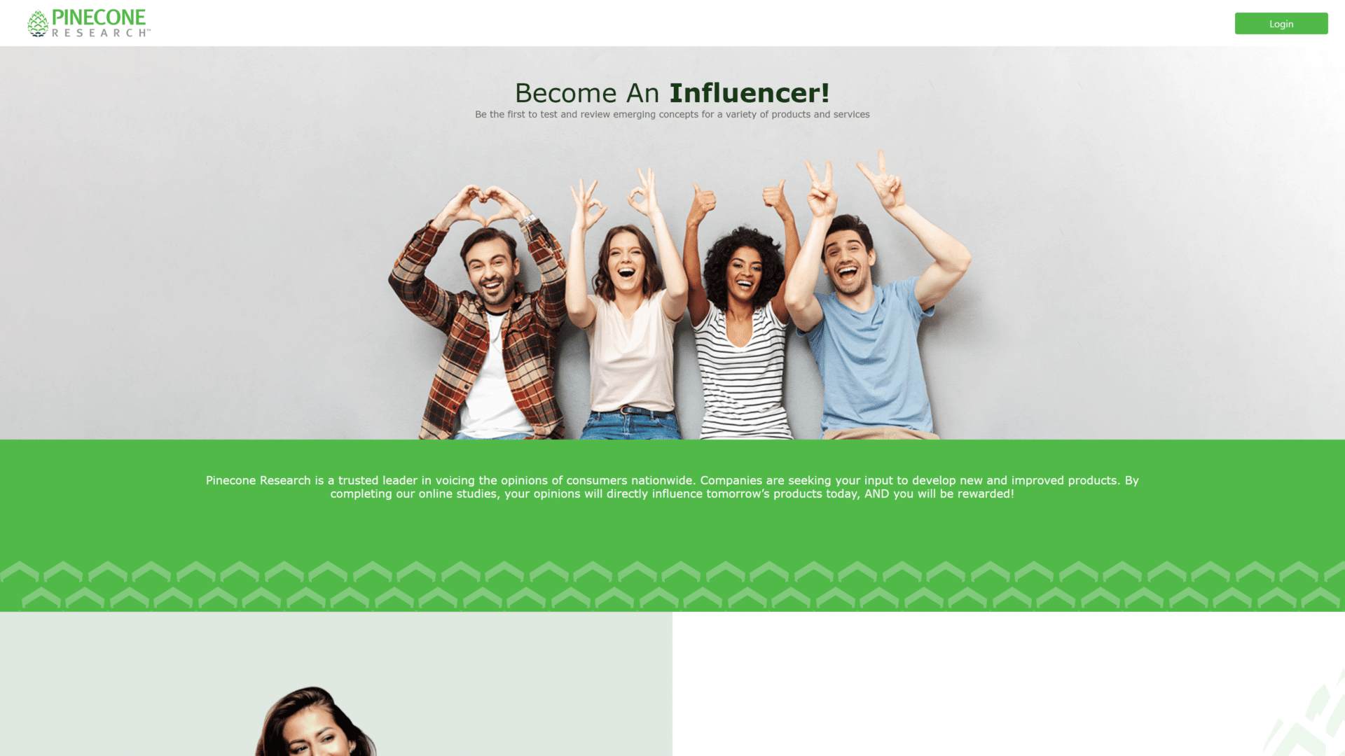 screenshot of the pinecone research homepage