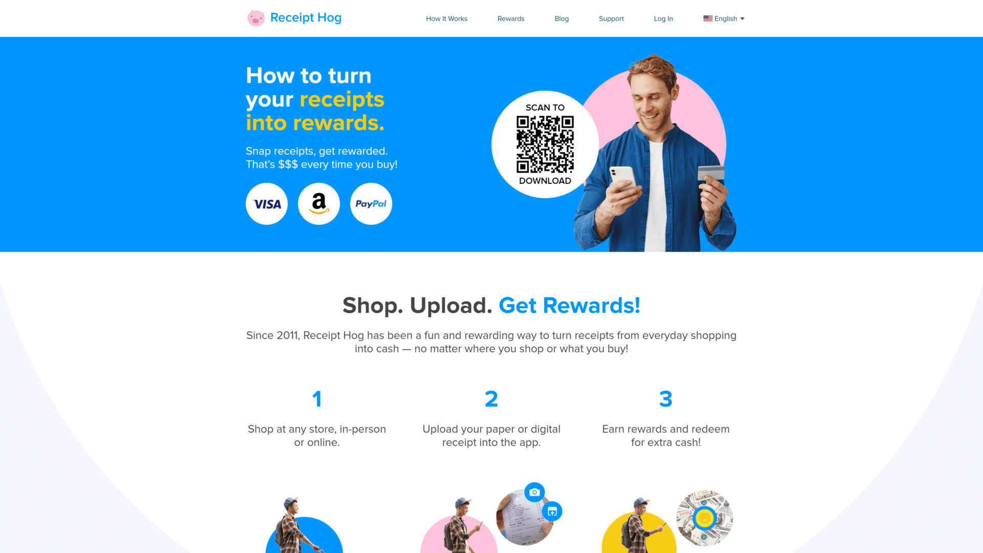 screenshot of the receipt hog homepage