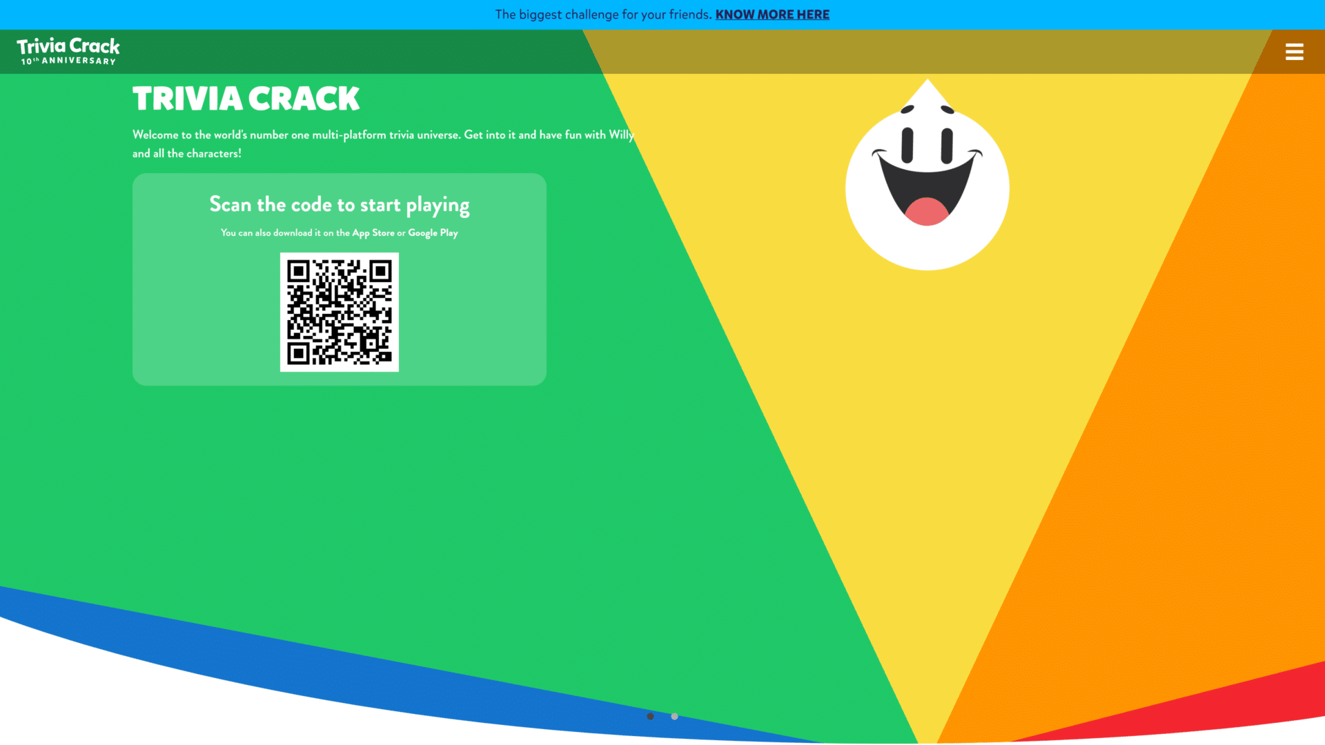 screenshot of the trivia crack homepage