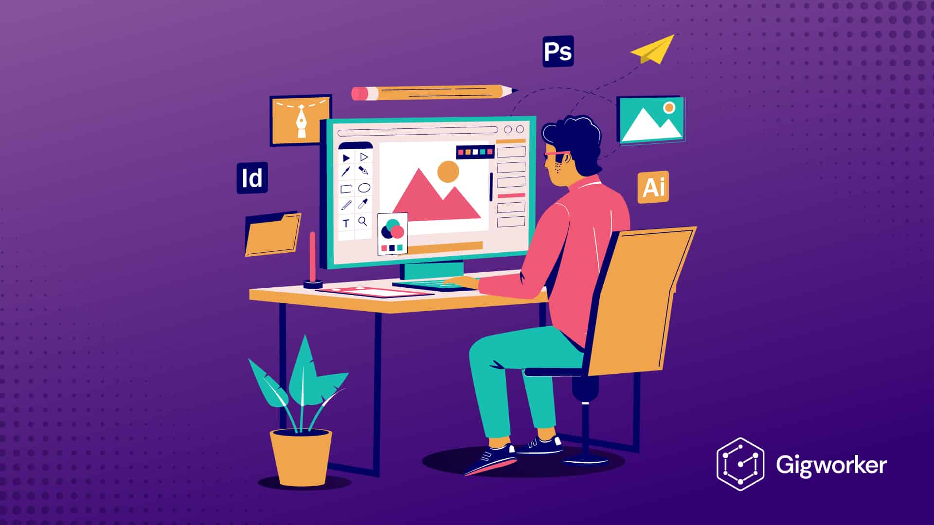 vector graphic showing an illustration of how to become a graphic designer