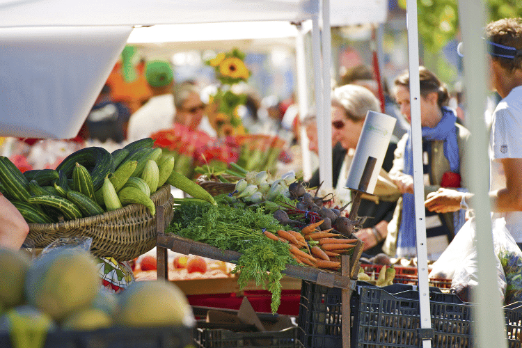 A side view of the farmers market